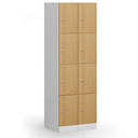 Szafka skrytkowa, 4 schowki, 1850 x 300 x 500 mm, demontaż, zamek cylindryczny, drzwi laminowane, buk