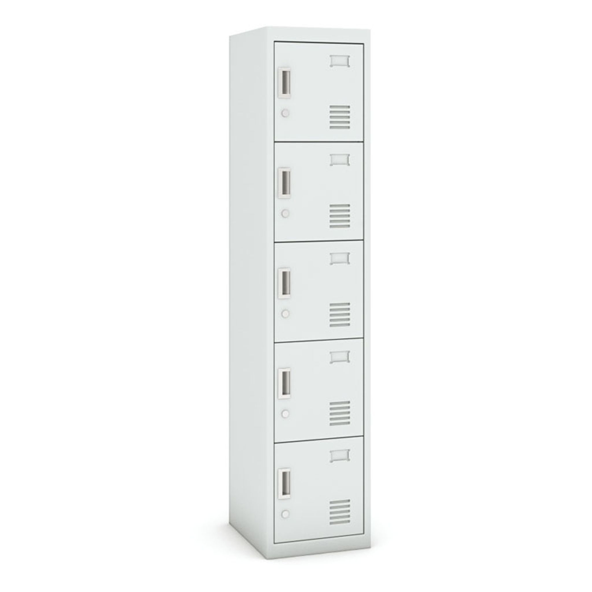 Szafka skrytkowa, 5 schowków, 1800 x 380 x 450 mm, demontaż, zamek cylindryczny, drzwi szare