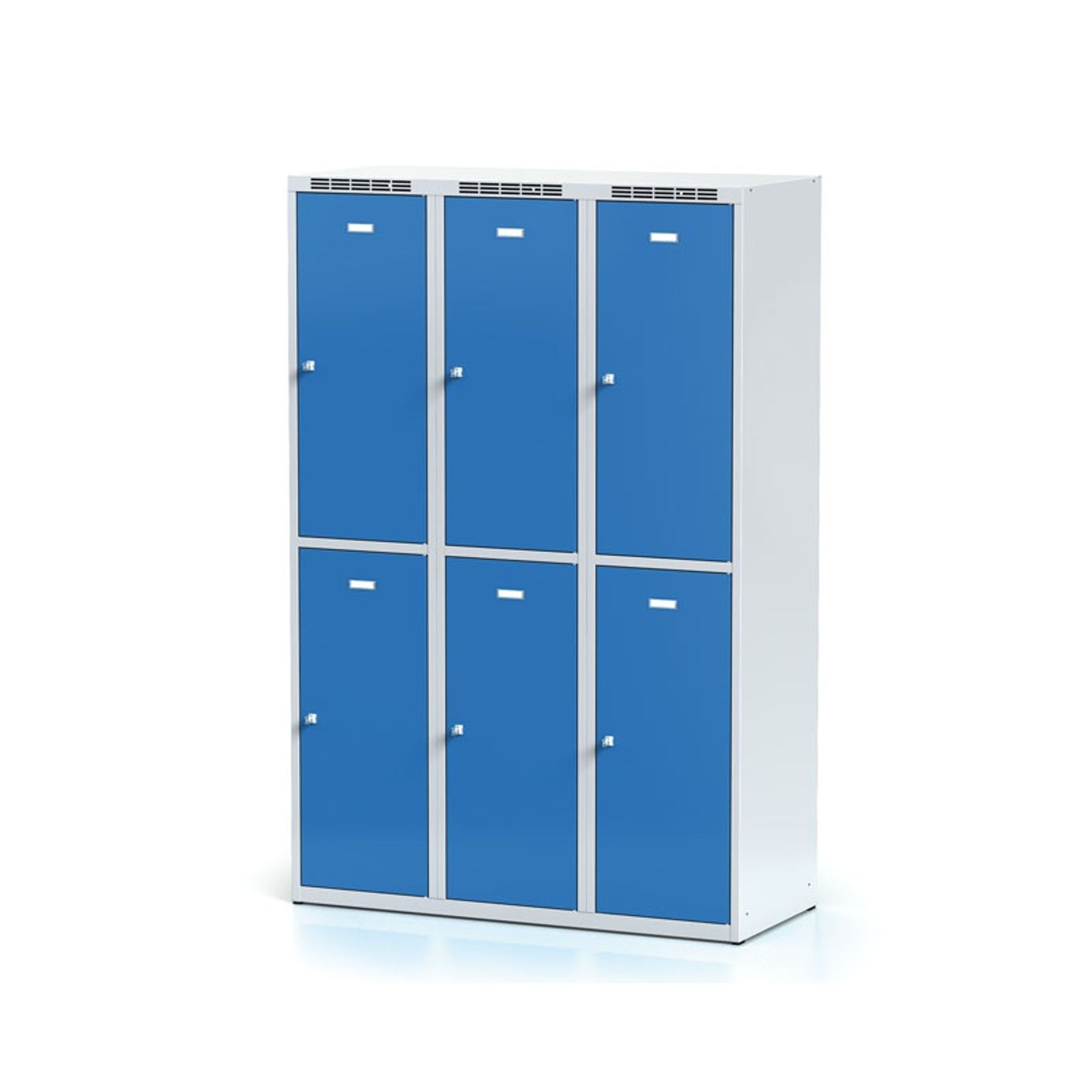 Szafka skrytkowa, 6 schowków, 1800 x 1200 x 500 mm, zamek cylindryczny, drzwi niebieskie