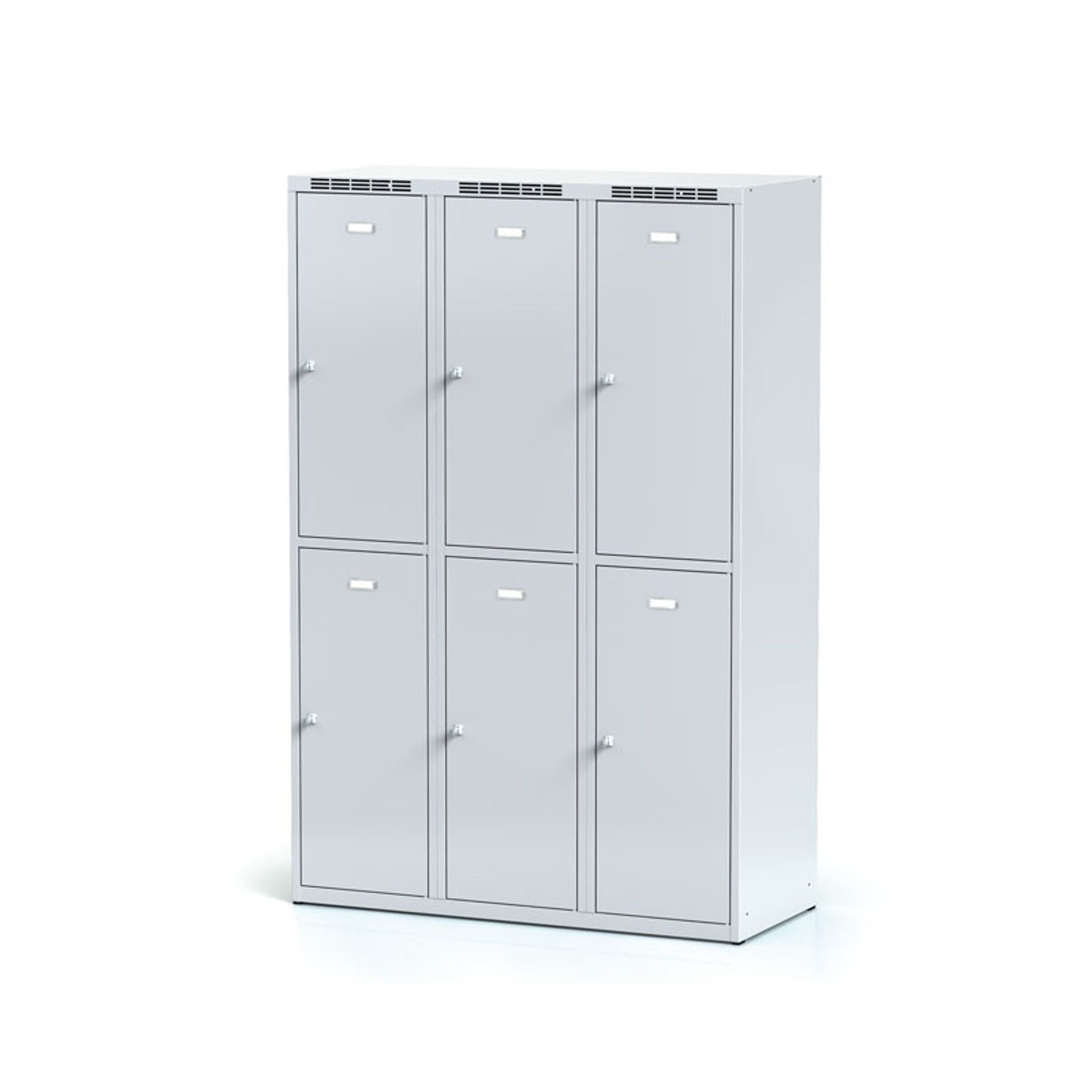 Szafka skrytkowa, 6 schowków, 1800 x 1200 x 500 mm, zamek obrotowy, drzwi szare