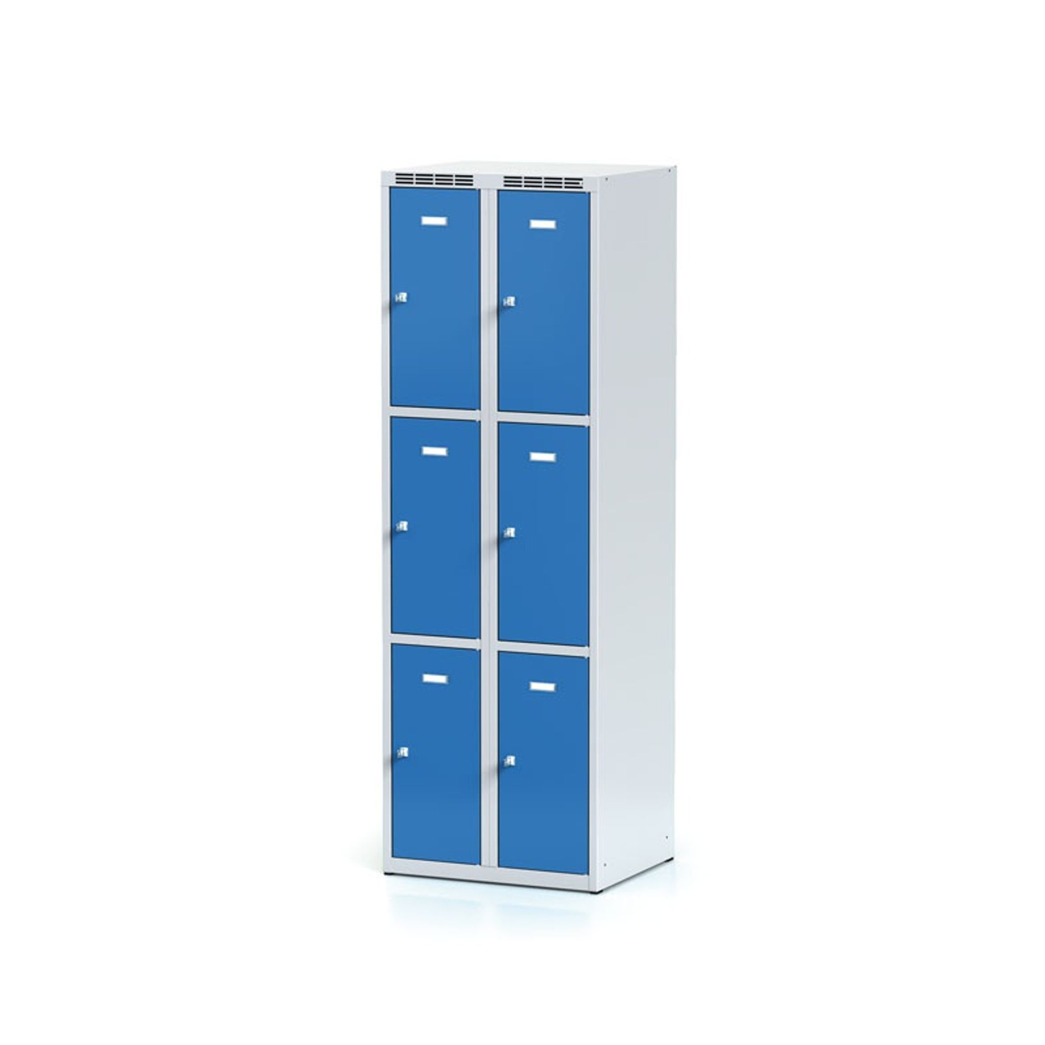 Szafka skrytkowa, 6 schowków, 1800 x 600 x 500 mm, zamek cylindryczny, drzwi niebieskie