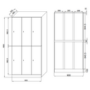 Szafka skrytkowa, 6 schowków, 1850 x 900 x 500 mm, zamek RFID, drzwi laminowane, buk