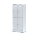 Szafka skrytkowa na cokole, 4 schowki, 1920 x 800 x 500 mm, zamek cylindryczny, drzwi szare