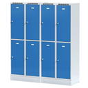 Szafka skrytkowa na cokole, 4 schowki, 1920 x 800 x 500 mm, zamek cylindryczny, drzwi szare