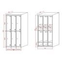 Szafka skrytkowa S2, 6 schowków, 1820 x 900 x 500 mm, demontaż, zamek cylindryczny, drzwi szare