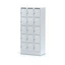 Szafka skrytkowa S6 na cokole, 15 schowków, 1920 x 900 x 500 mm, zamek cylindryczny, drzwi szare