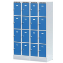 Szafka skrytkowa S6 na cokole, 8 schowków, 1920 x 600 x 500 mm, zamek obrotowy, drzwi szare