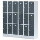 Szafka skrytkowa S6 na cokole, 9 schowków, 1920 x 900 x 500 mm, zamek obrotowy, drzwi szare