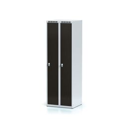 Szafka ubraniowa, 2-drzwiowa, 1800 x 600 x 500 mm, zamek cylindryczny, drzwi laminowane, wenge
