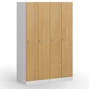 Szafka ubraniowa, 2-drzwiowa, 1850 x 600 x 500 mm, demontaż, zamek obrotowy, drzwi laminowane, brzoza