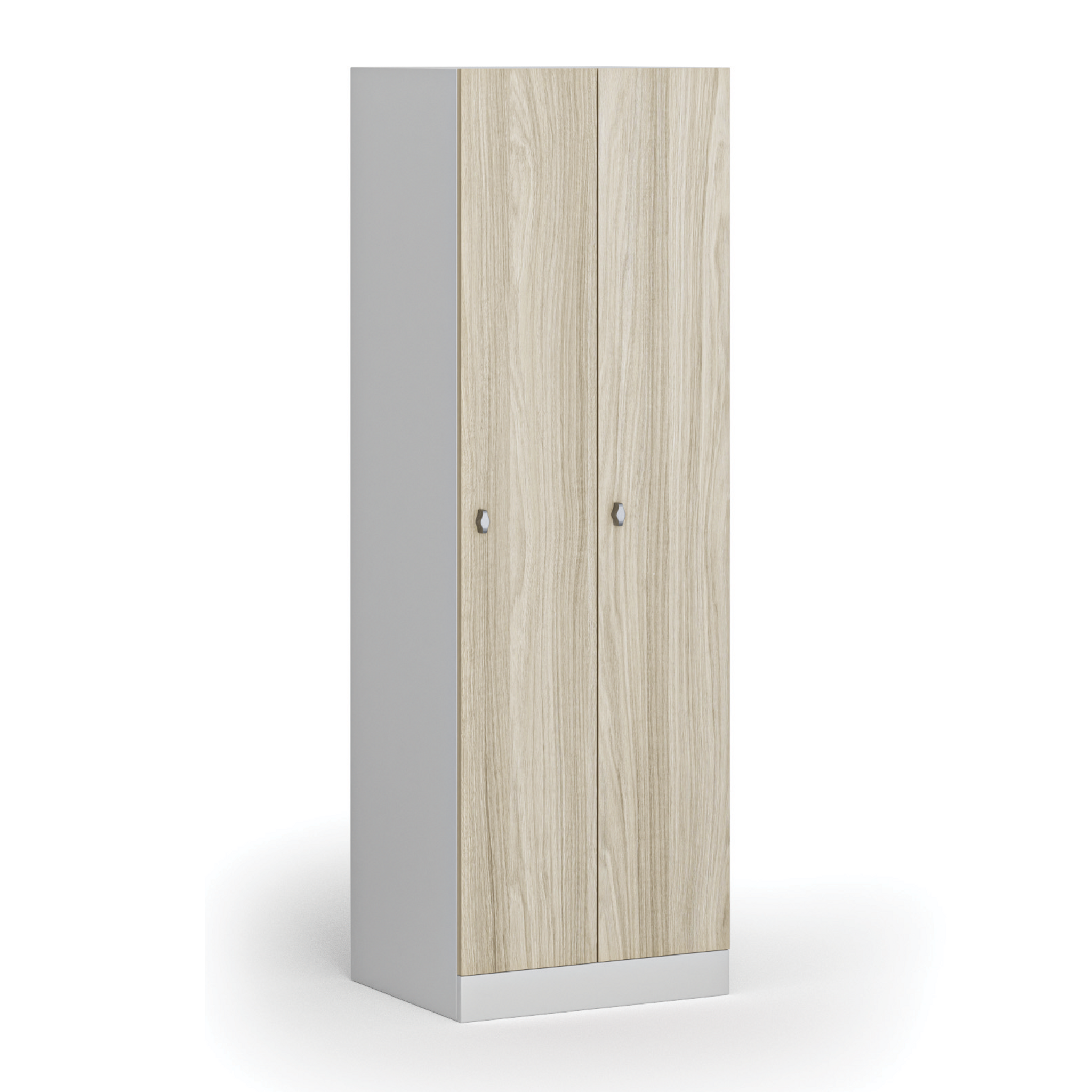 Szafka ubraniowa, 2-drzwiowa, 1850 x 600 x 500 mm, demontaż, zamek obrotowy, drzwi laminowane, dąb naturalny
