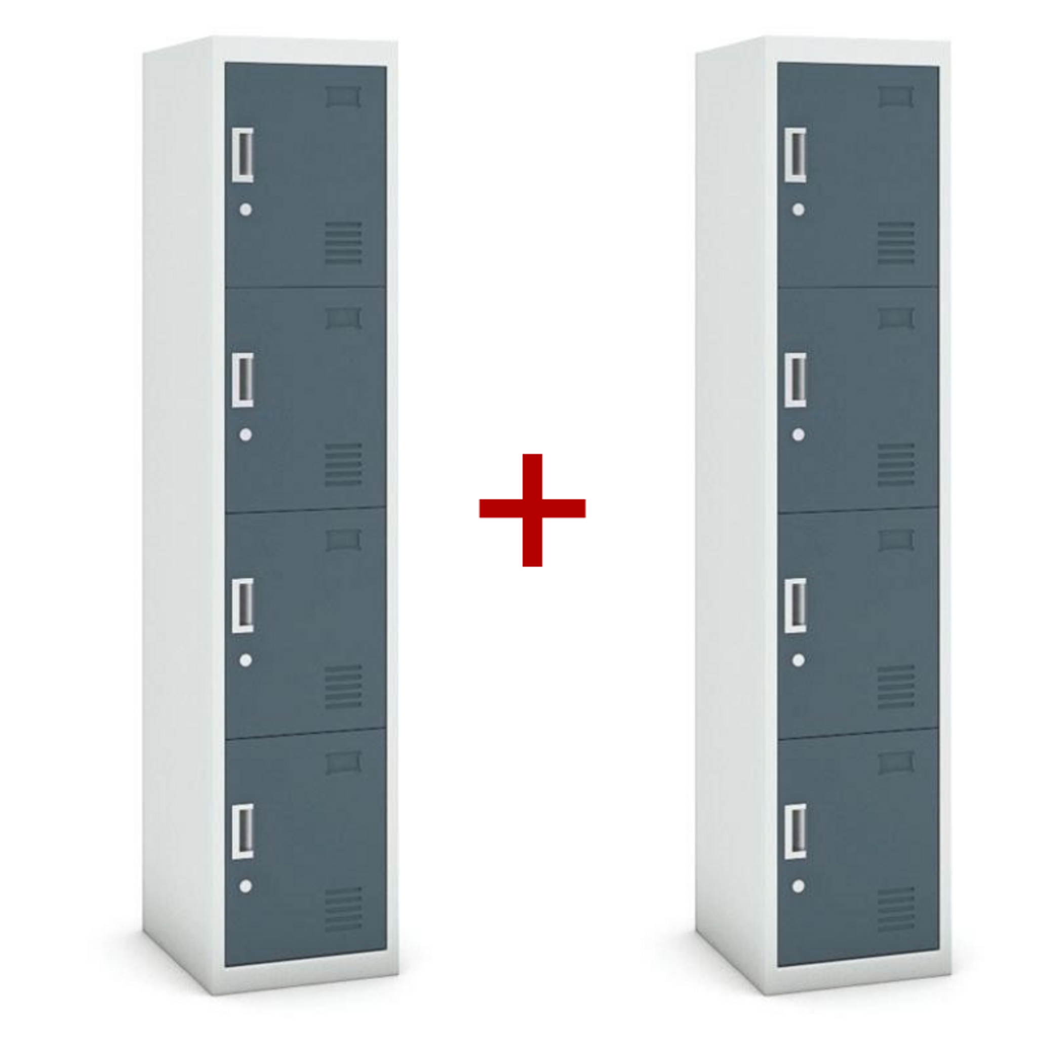 Szafka ubraniowa czterodrzwiowa 1+1 GRATIS, demontaż, zamek cylindryczny, szara/ciemnoszara