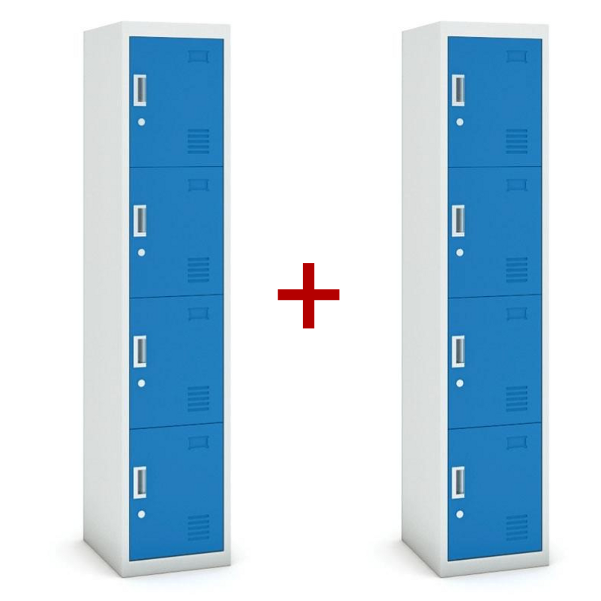 Szafka ubraniowa czterodrzwiowa 1+1 GRATIS, demontaż, zamek cylindryczny, szara/niebieska