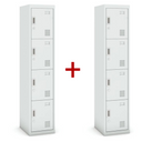 Szafka ubraniowa czterodrzwiowa 1+1 GRATIS, demontaż, zamek cylindryczny, szara/szara