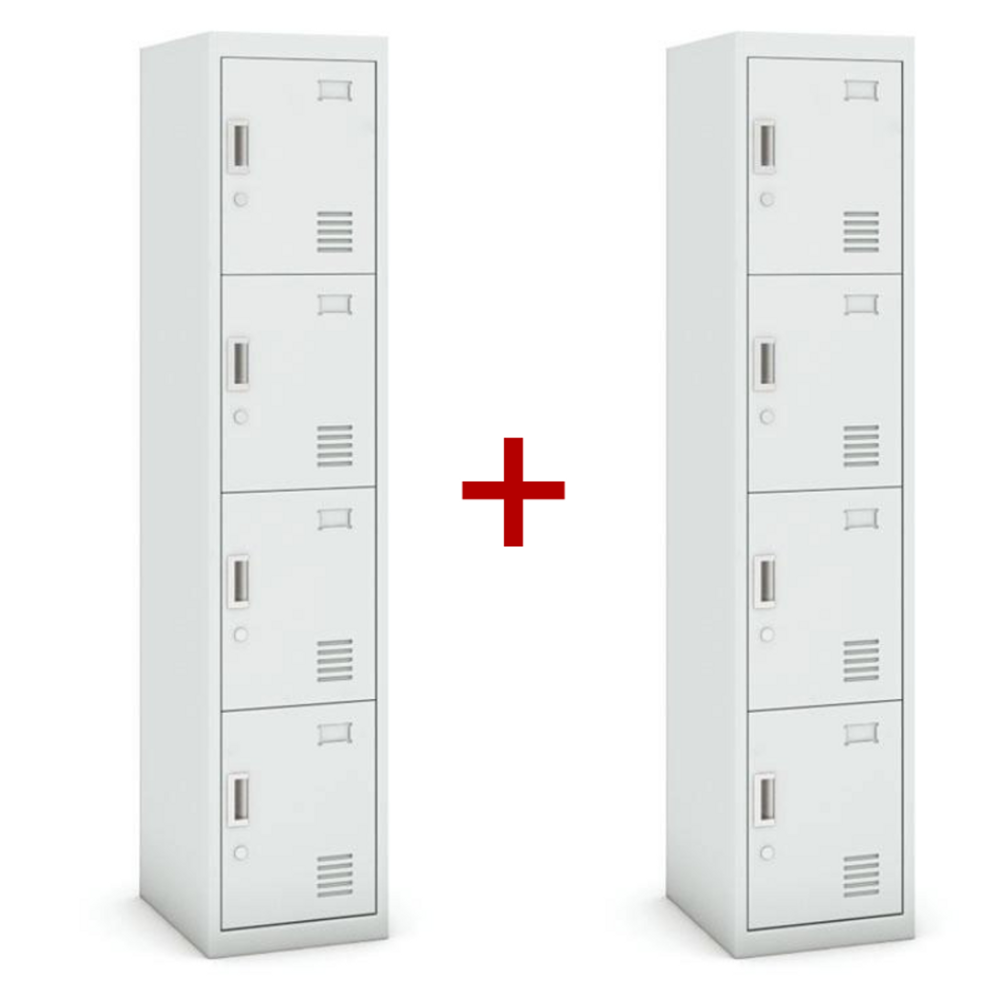 Szafka ubraniowa czterodrzwiowa 1+1 GRATIS, demontaż, zamek cylindryczny, szara/szara