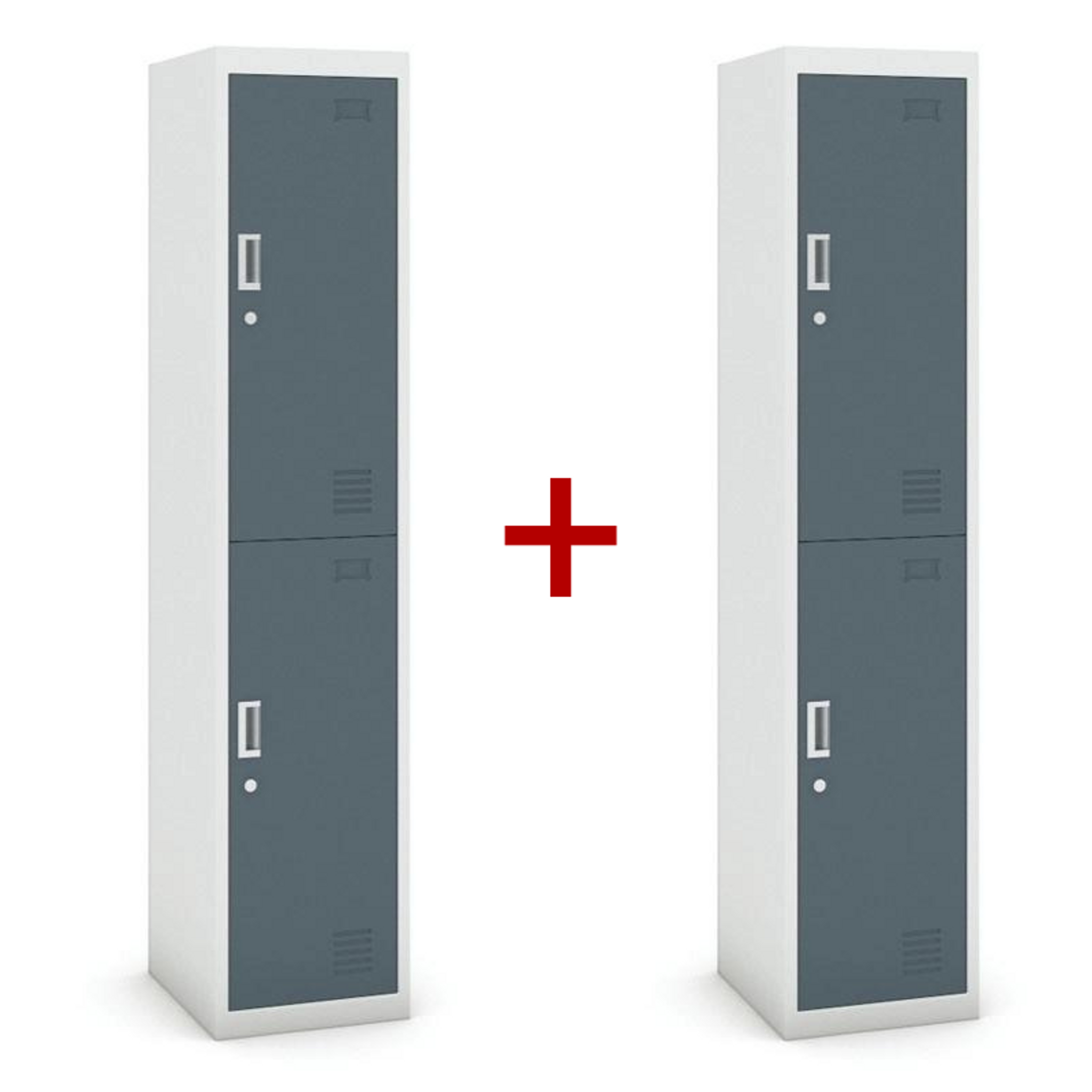 Szafka ubraniowa dwudrzwiowa 1+1 GRATIS, demontaż, zamek cylindryczny, szara/ciemnoszara