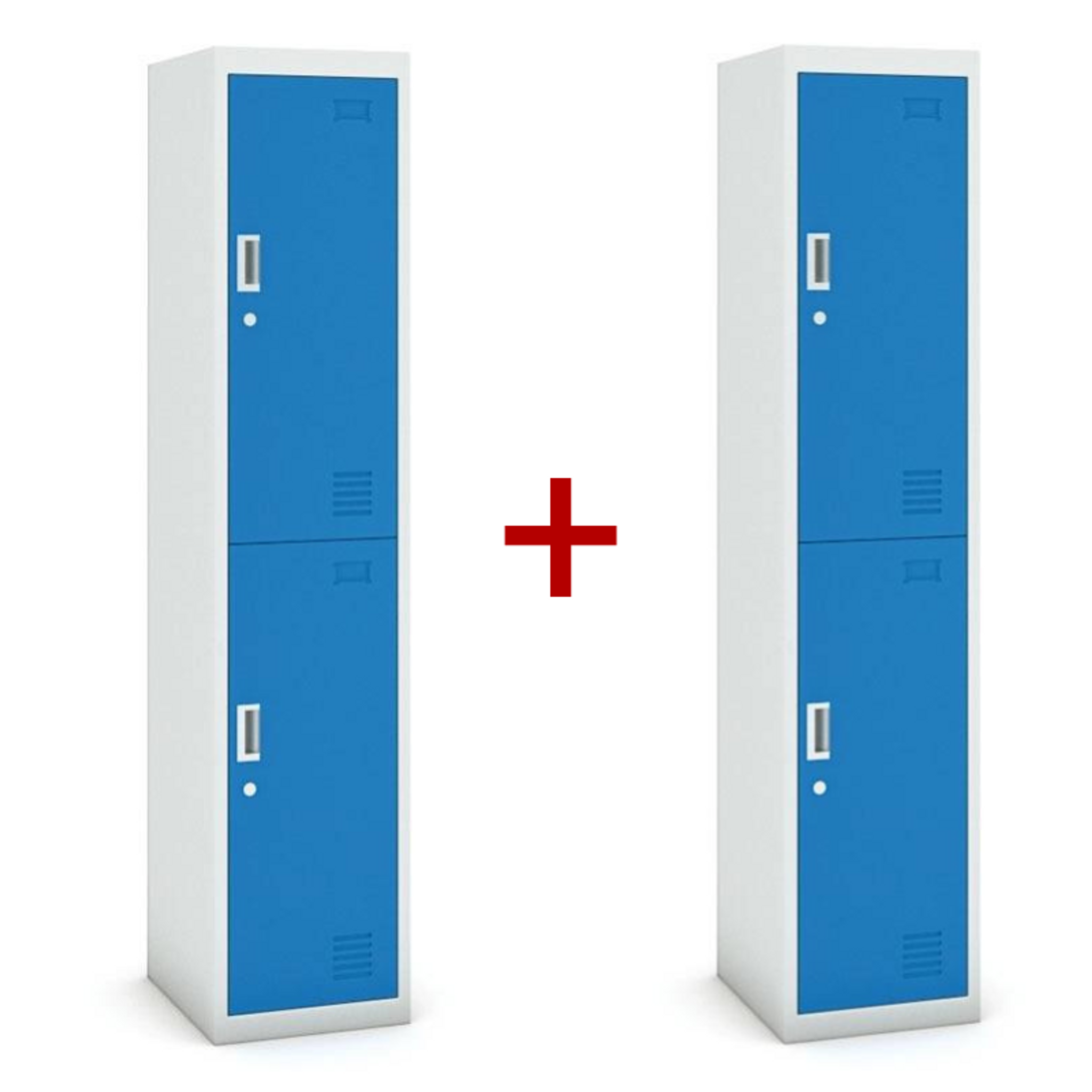 Szafka ubraniowa dwudrzwiowa 1+1 GRATIS, demontaż, zamek cylindryczny, szara/niebieska