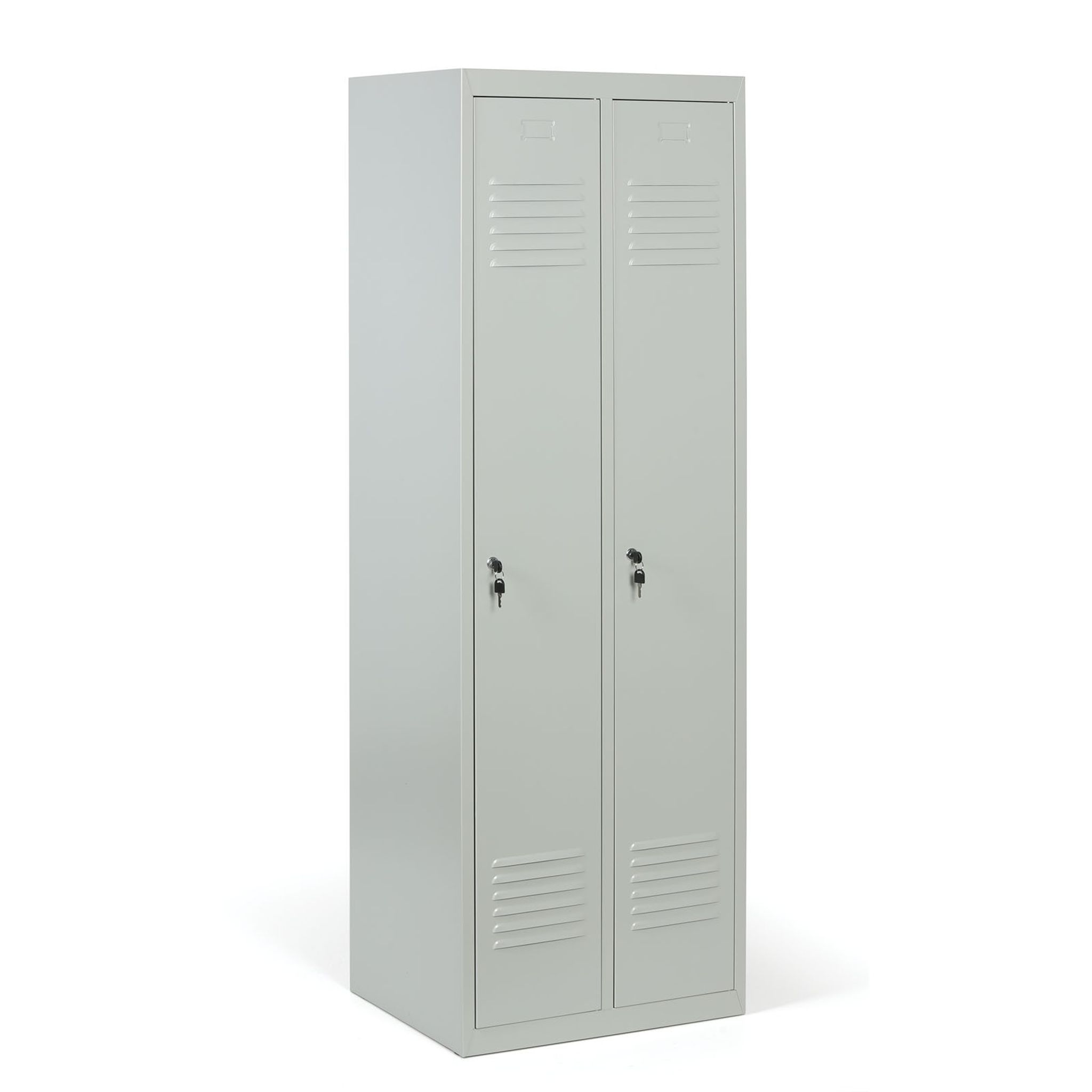 Szafka ubraniowa ECONOMIC, 2-drzwiowa, 1800 x 600 x 500 mm, demontaż, zamek cylindryczny, drzwi szare