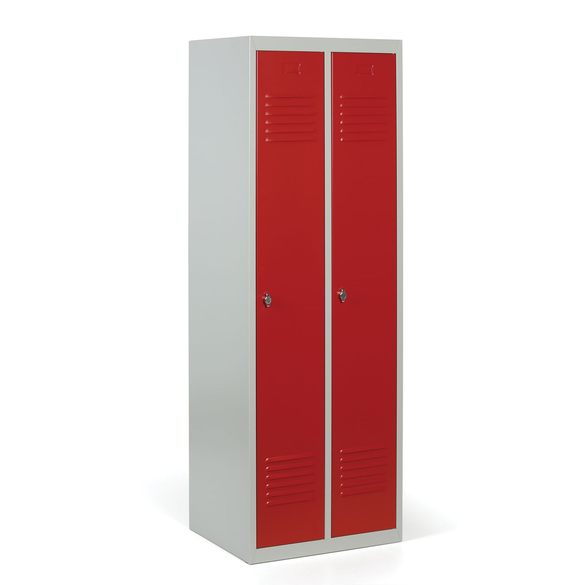 Szafka ubraniowa ECONOMIC, 2-drzwiowa, 1800 x 600 x 500 mm, demontaż, zamek obrotowy, drzwi czerwone