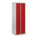 Szafka ubraniowa ECONOMIC, 2-drzwiowa, 1800 x 600 x 500 mm, zamek obrotowy, drzwi czerwone