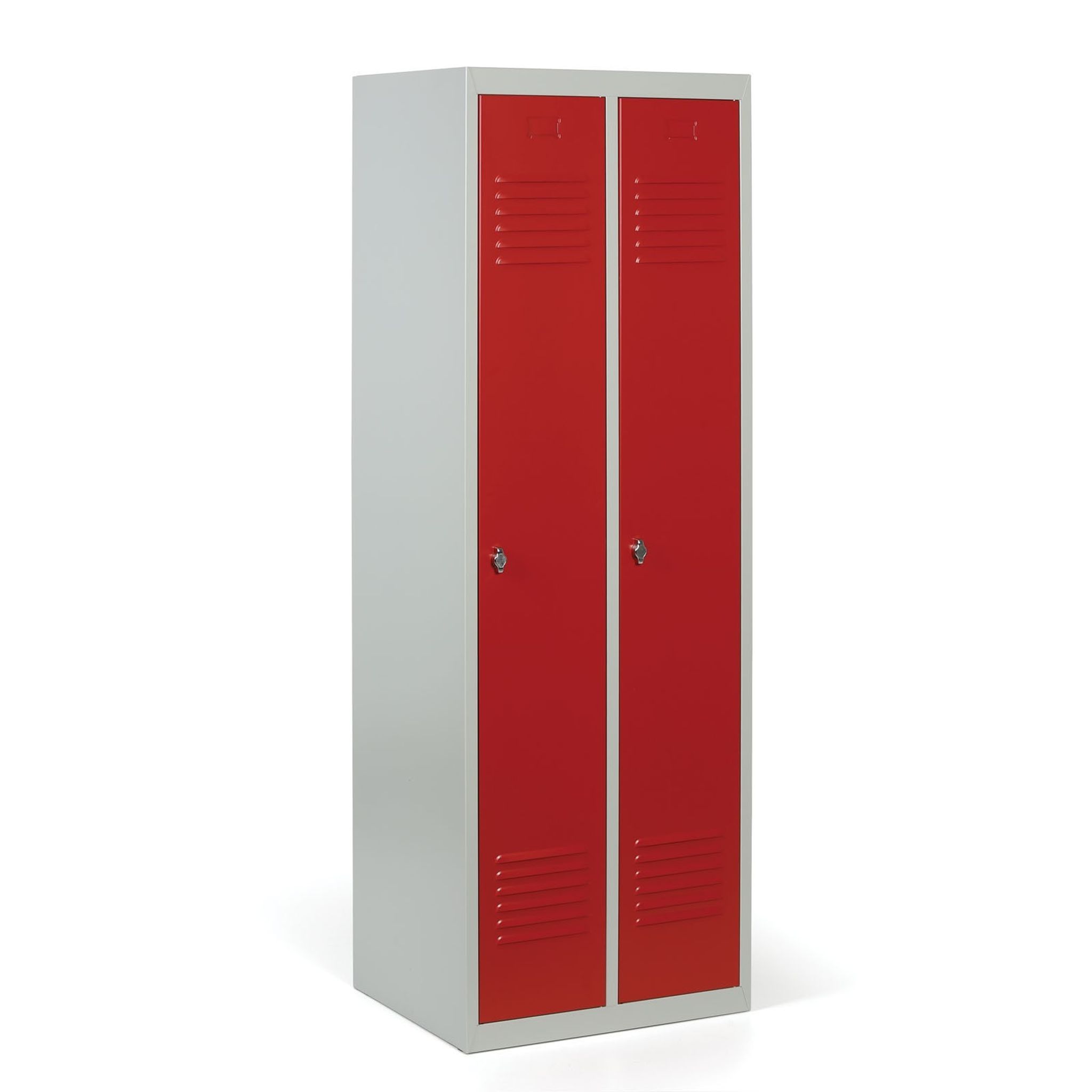 Szafka ubraniowa ECONOMIC, 2-drzwiowa, 1800 x 600 x 500 mm, zamek obrotowy, drzwi czerwone