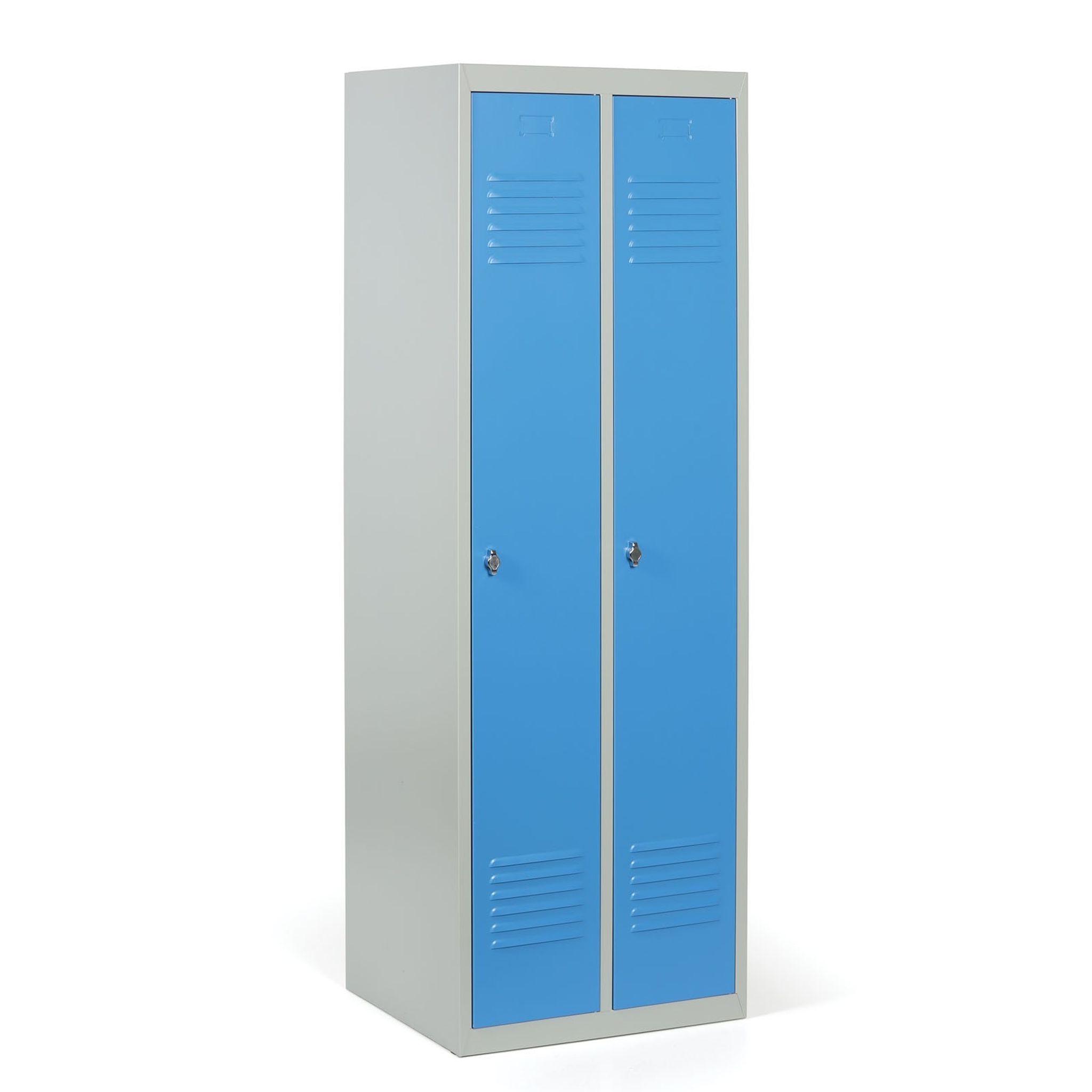 Szafka ubraniowa ECONOMIC, 2-drzwiowa, 1800 x 600 x 500 mm, zamek obrotowy, drzwi niebieskie