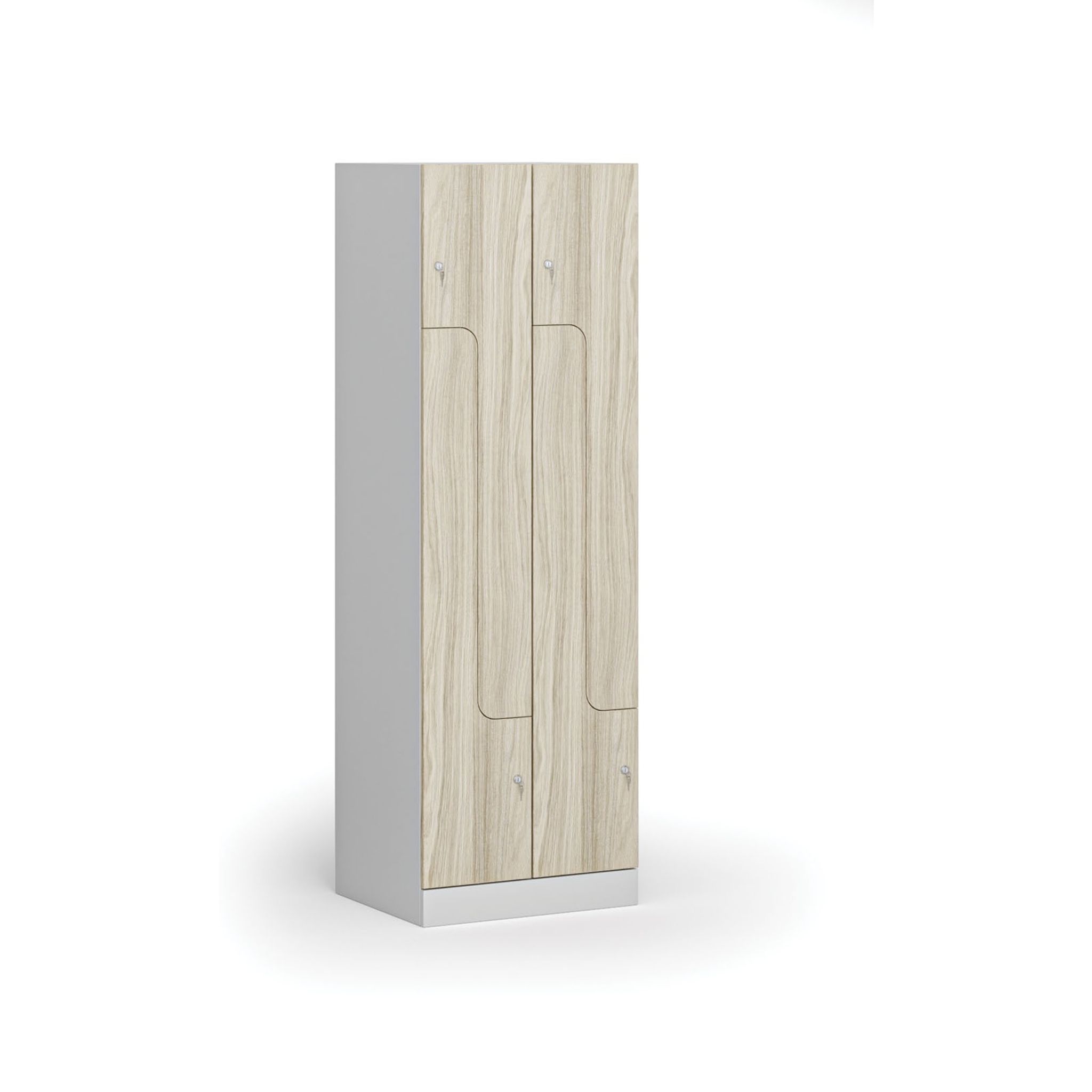 Szafka ubraniowa metalowa Z, 4 szafki, 1850 x 600 x 500 mm, zamek cylindryczny, drzwi laminowane, dąb naturalny