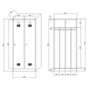 Szafka ubraniowa metalowa z przegrodą, 1850 x 800 x 500 mm, zamek cylindryczny, drzwi zielone