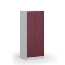 Szafka ubraniowa obniżona, 2-drzwiowa, 1500 x 600 x 500 mm, demontaż, zamek cylindryczny, drzwi czerwone