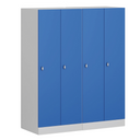Szafka ubraniowa obniżona, 2-drzwiowa, 1500 x 600 x 500 mm, zamek obrotowy, drzwi niebieskie