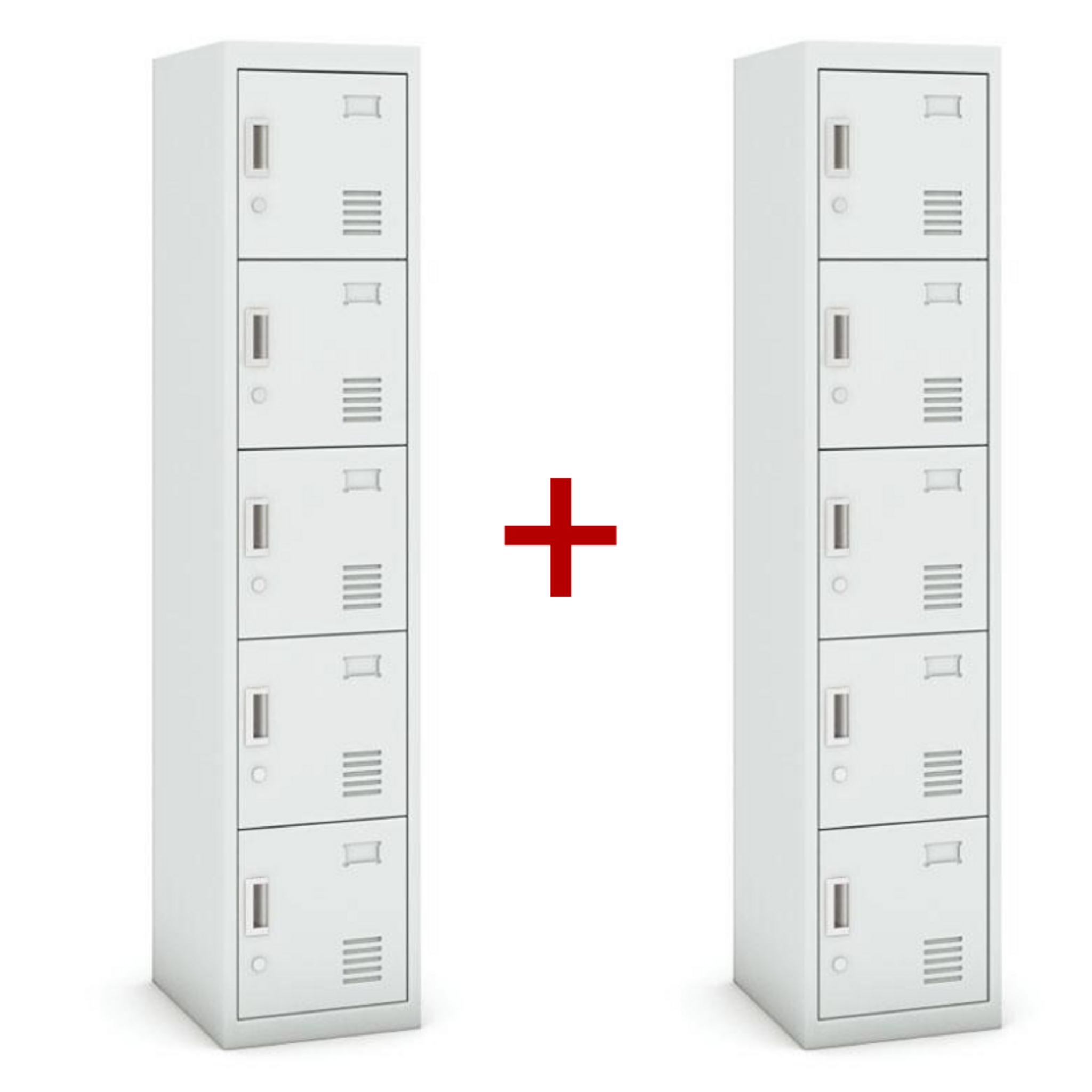 Szafka ubraniowa pięciodrzwiowa 1+1 GRATIS, demontaż, zamek cylindryczny, szara/szara