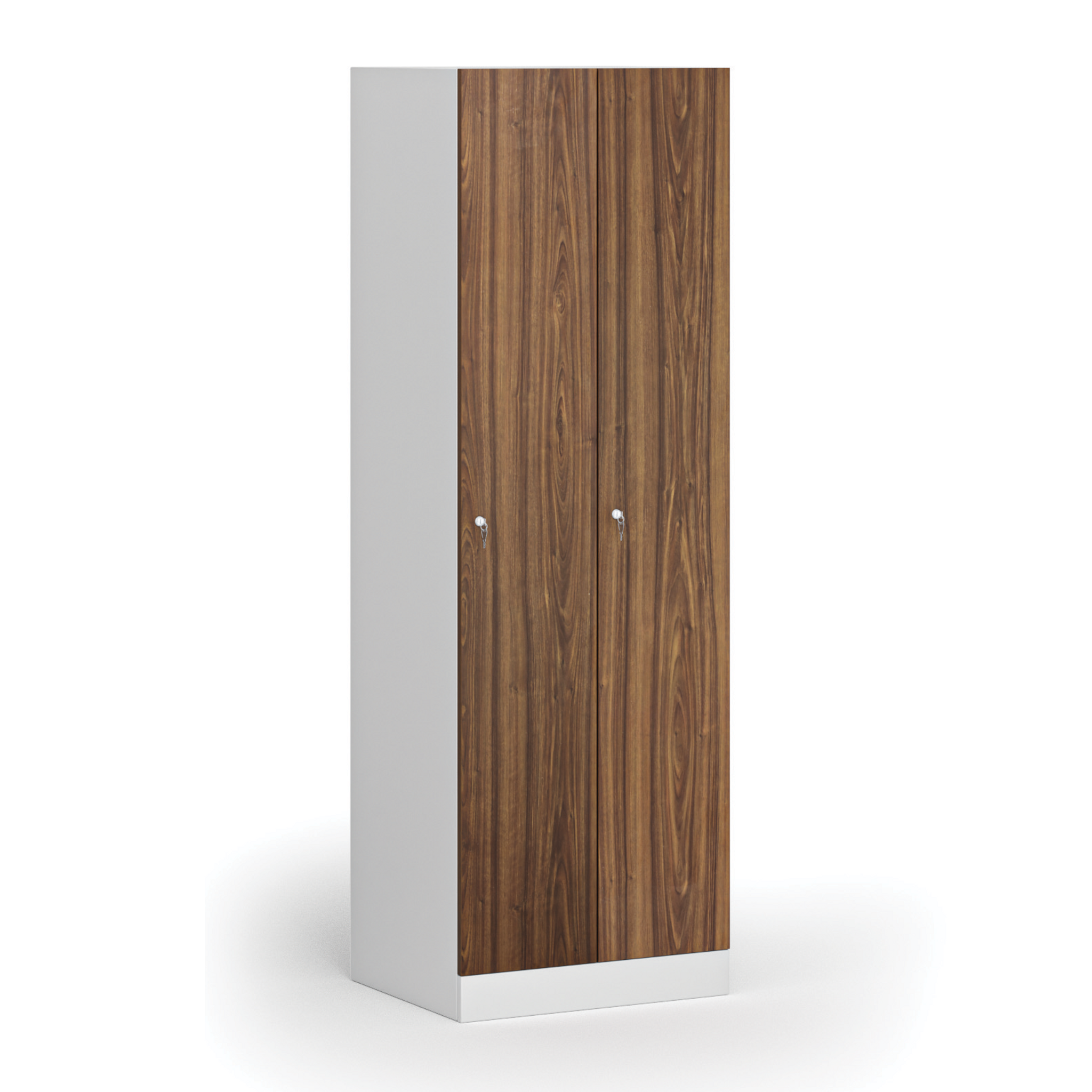 Szafka ubraniowa S1, 2-drzwiowa, 1850 x 600 x 500 mm, demontaż, zamek cylindryczny, drzwi laminowane, orzech