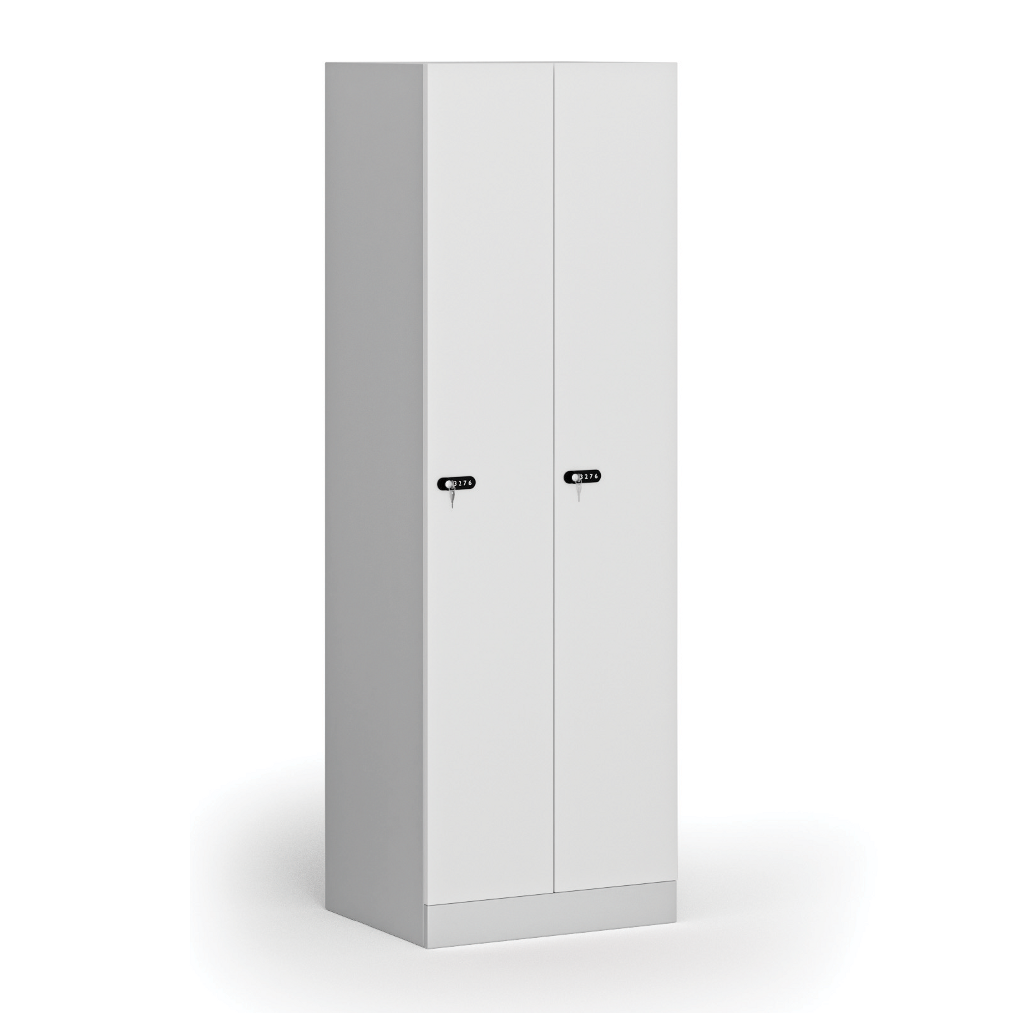Szafka ubraniowa S1, 2-drzwiowa, 1850 x 600 x 500 mm, demontaż, zamek mechaniczny na kod, drzwi laminowane, biała
