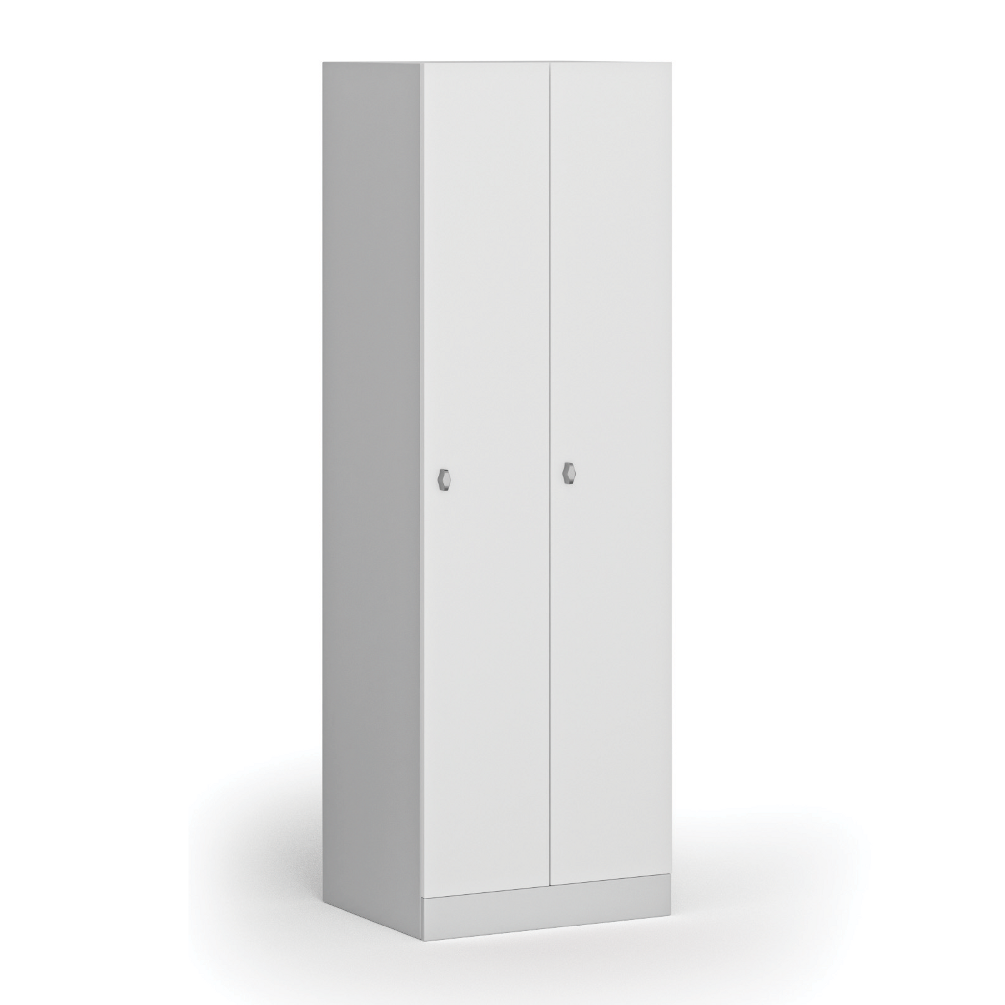 Szafka ubraniowa S1, 2-drzwiowa, 1850 x 600 x 500 mm, demontaż, zamek obrotowy, drzwi laminowane, biała