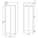 Szafka ubraniowa S1, 2-drzwiowa, 1850 x 600 x 500 mm, demontaż, zamek obrotowy, drzwi laminowane, orzech