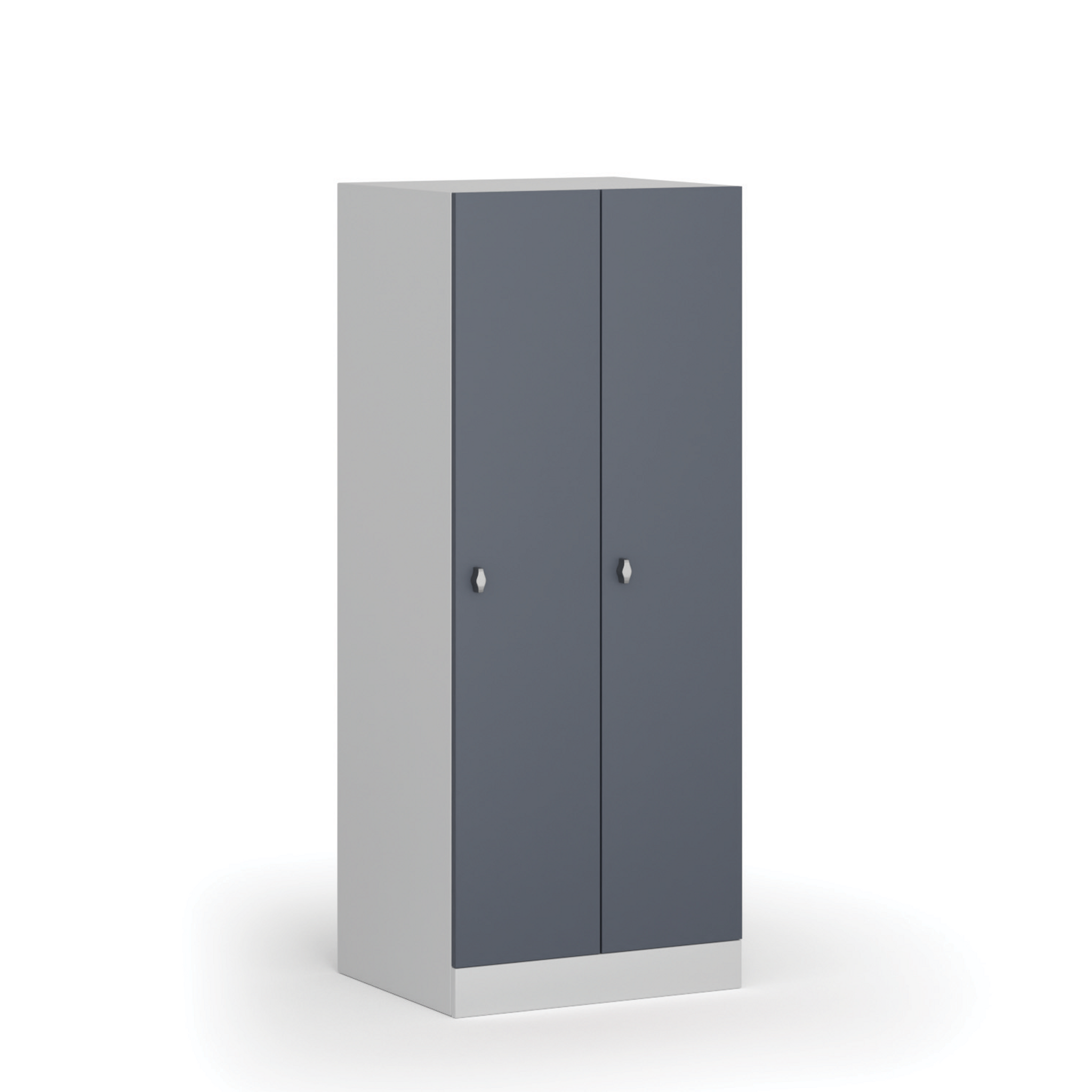 Szafka ubraniowa S1 obniżona, 2-drzwiowa, 1500 x 600 x 500 mm, demontaż, zamek obrotowy, drzwi ciemnoszare