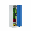 Szafka ubraniowa S1 obniżona, 2-drzwiowa, 1500 x 600 x 500 mm, zamek cylindryczny, drzwi niebieskie