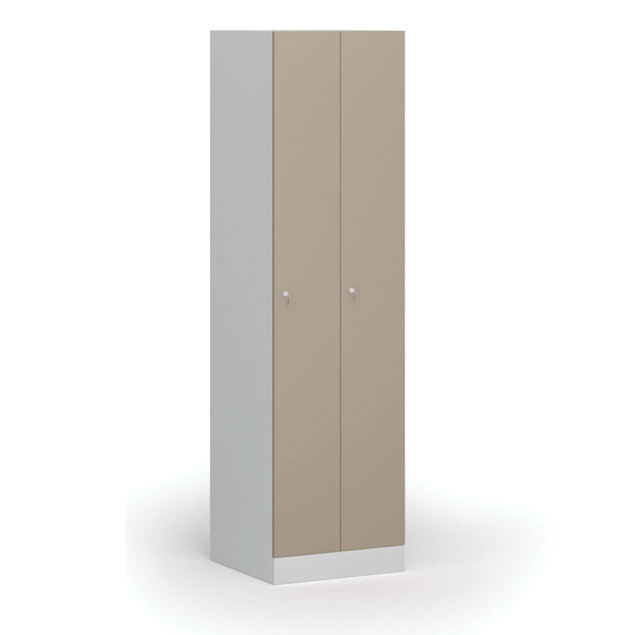Szafka ubraniowa S1 wąska, 2-drzwiowa, 1850 x 500 x 500 mm, demontaż, zamek cylindryczny, drzwi beżowe