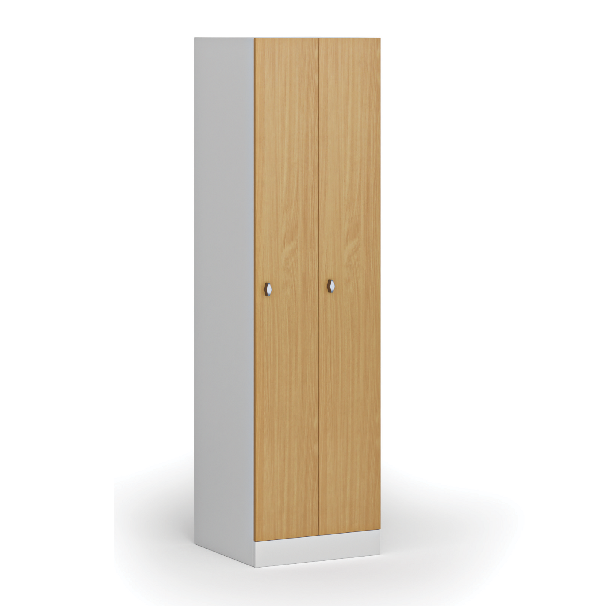 Szafka ubraniowa S1 wąska, 2-drzwiowa, 1850 x 500 x 500 mm, demontaż, zamek obrotowy, drzwi laminowane, buk