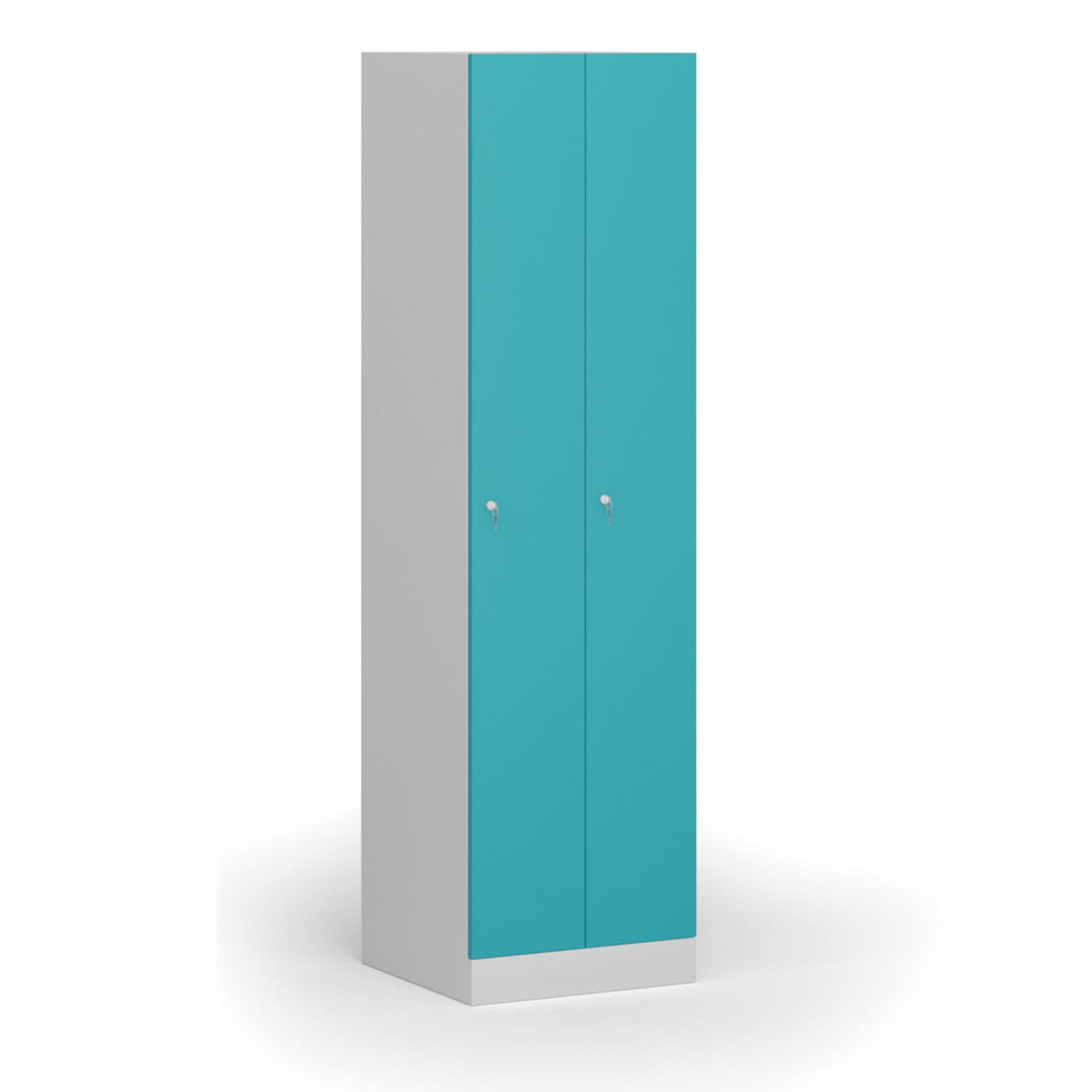 Szafka ubraniowa S1 wąska, 2-drzwiowa, 1850 x 500 x 500 mm, zamek cylindryczny, drzwi zielone