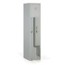 Szafka ubraniowa S1 Z, 2-drzwiowa, 1920 x 400 x 500 mm, demontaż, zamek cylindryczny, drzwi szare