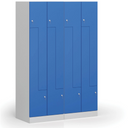 Szafka ubraniowa S1 Z, 4-drzwiowa, 1850 x 600 x 500 mm, demontaż, zamek cylindryczny, drzwi niebieskie
