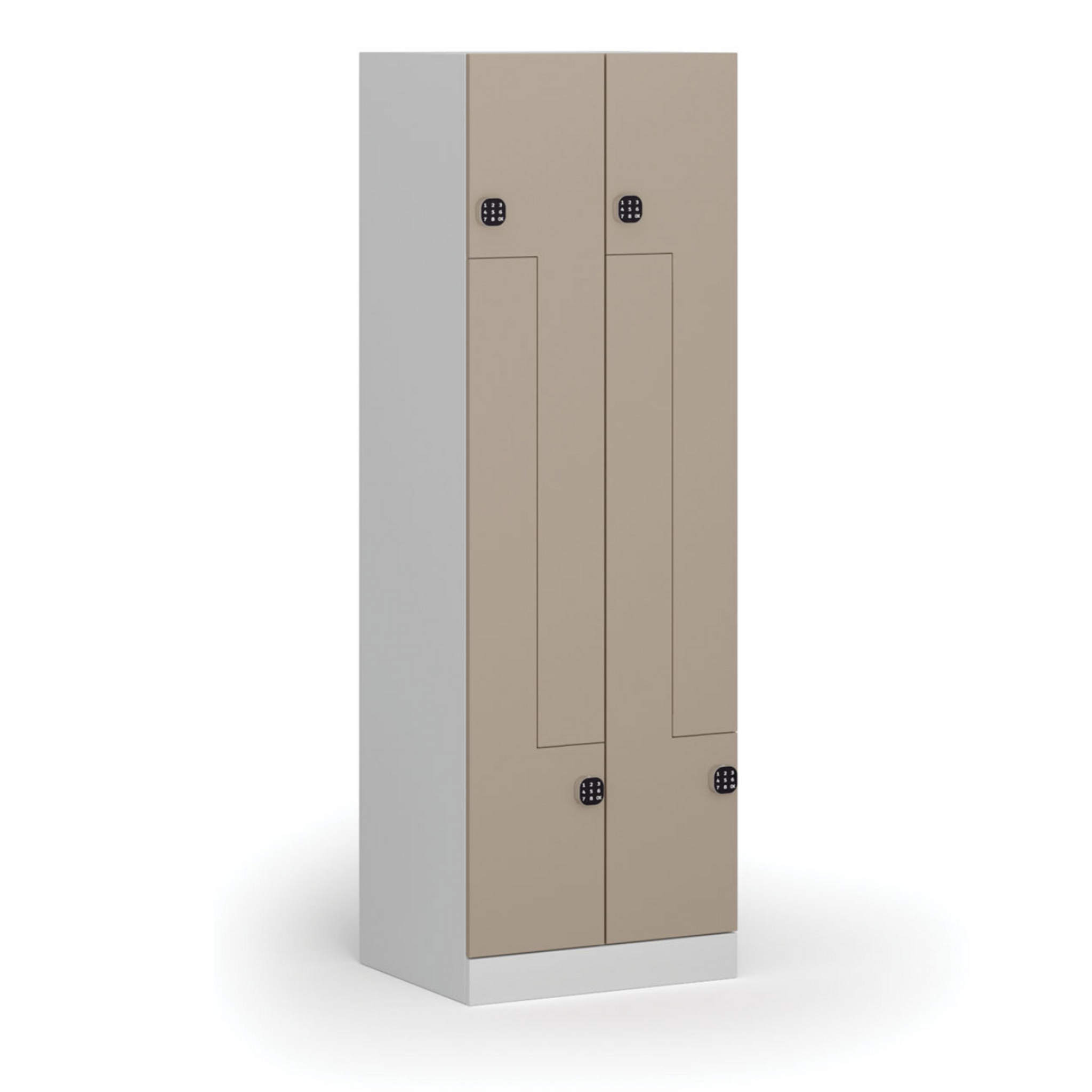 Szafka ubraniowa S1 Z, 4-drzwiowa, 1850 x 600 x 500 mm, demontaż, zamek kodowy, drzwi beżowe