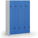 Szafka ubraniowa S1 Z, 4-drzwiowa, 1850 x 600 x 500 mm, demontaż, zamek kodowy, drzwi ciemnoszare