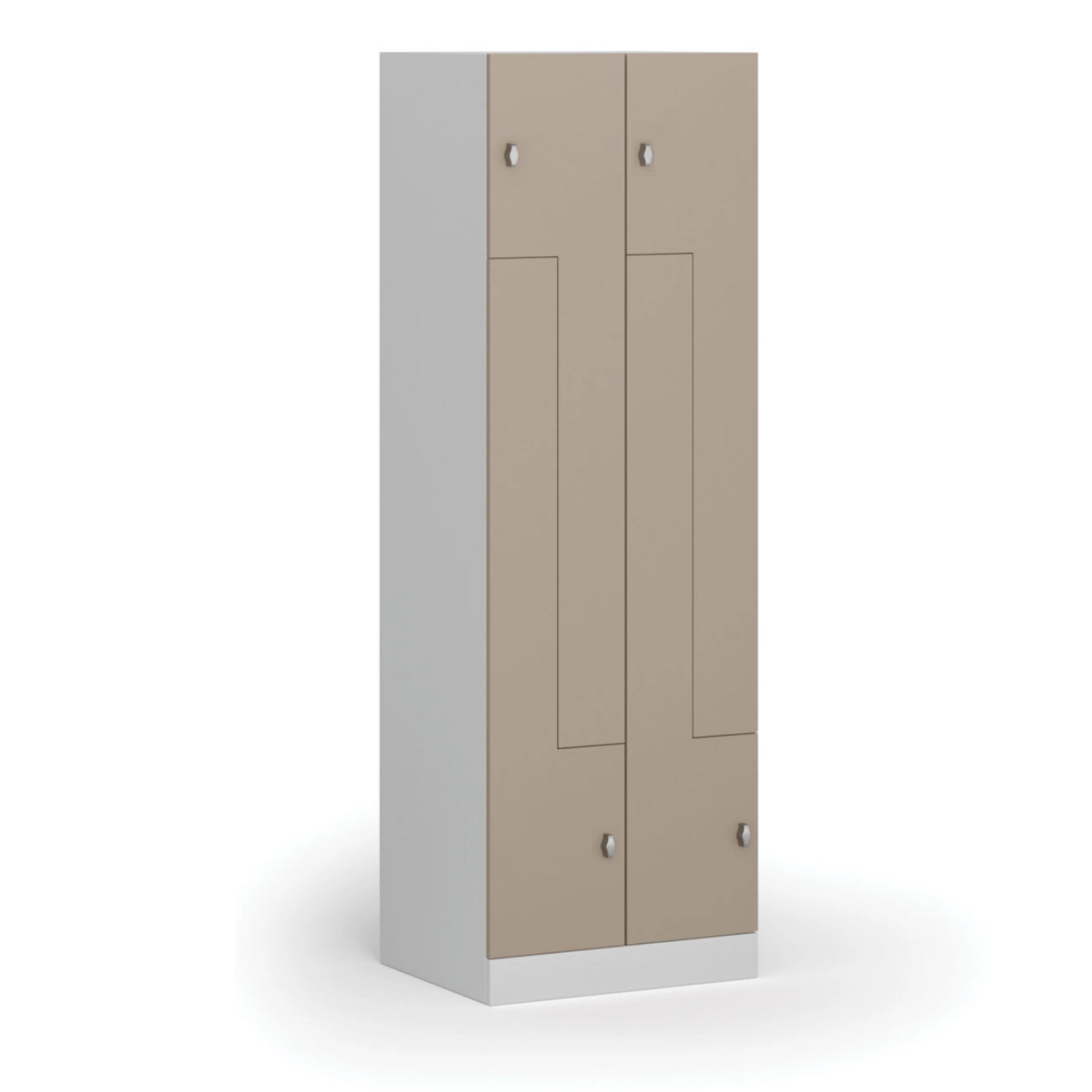 Szafka ubraniowa S1 Z, 4-drzwiowa, 1850 x 600 x 500 mm, demontaż, zamek obrotowy, drzwi beżowe