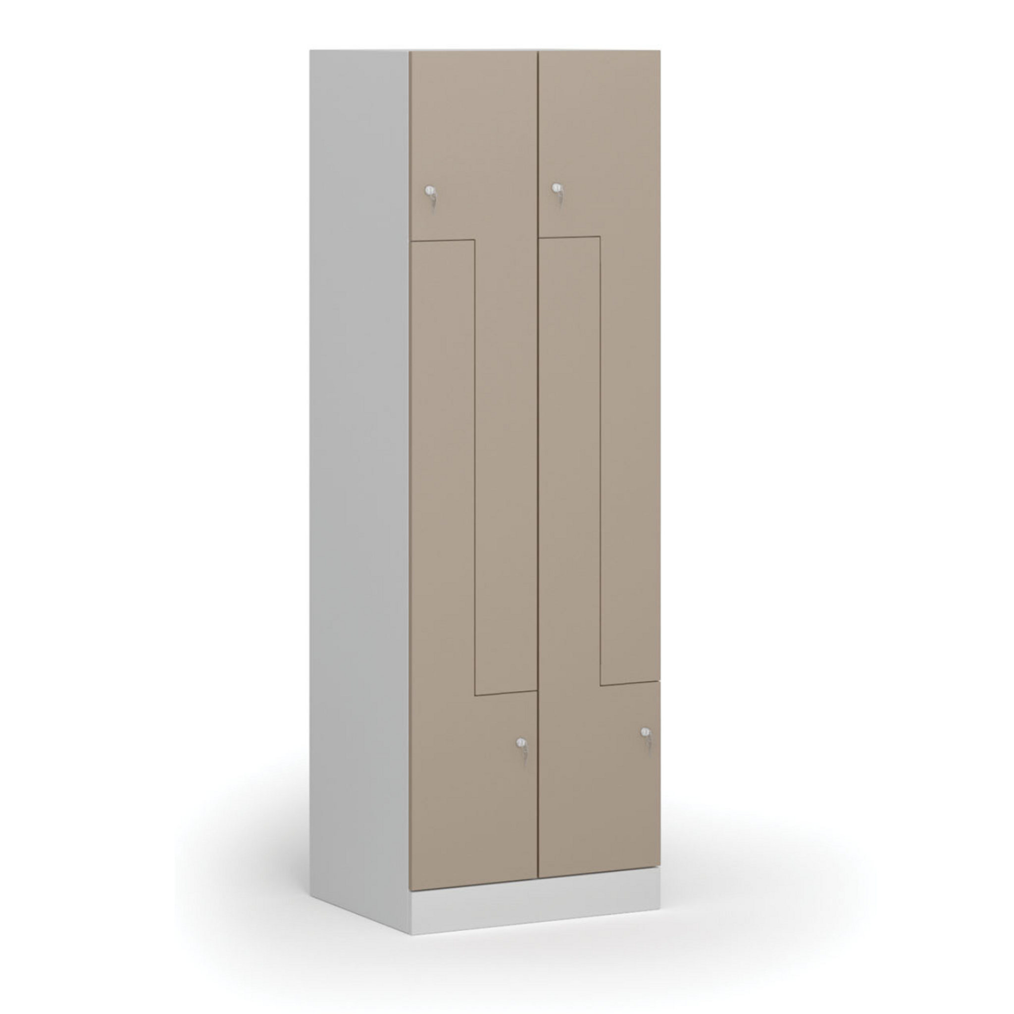 Szafka ubraniowa S1 Z, 4-drzwiowa, 1850 x 600 x 500 mm, zamek cylindryczny, drzwi beżowe