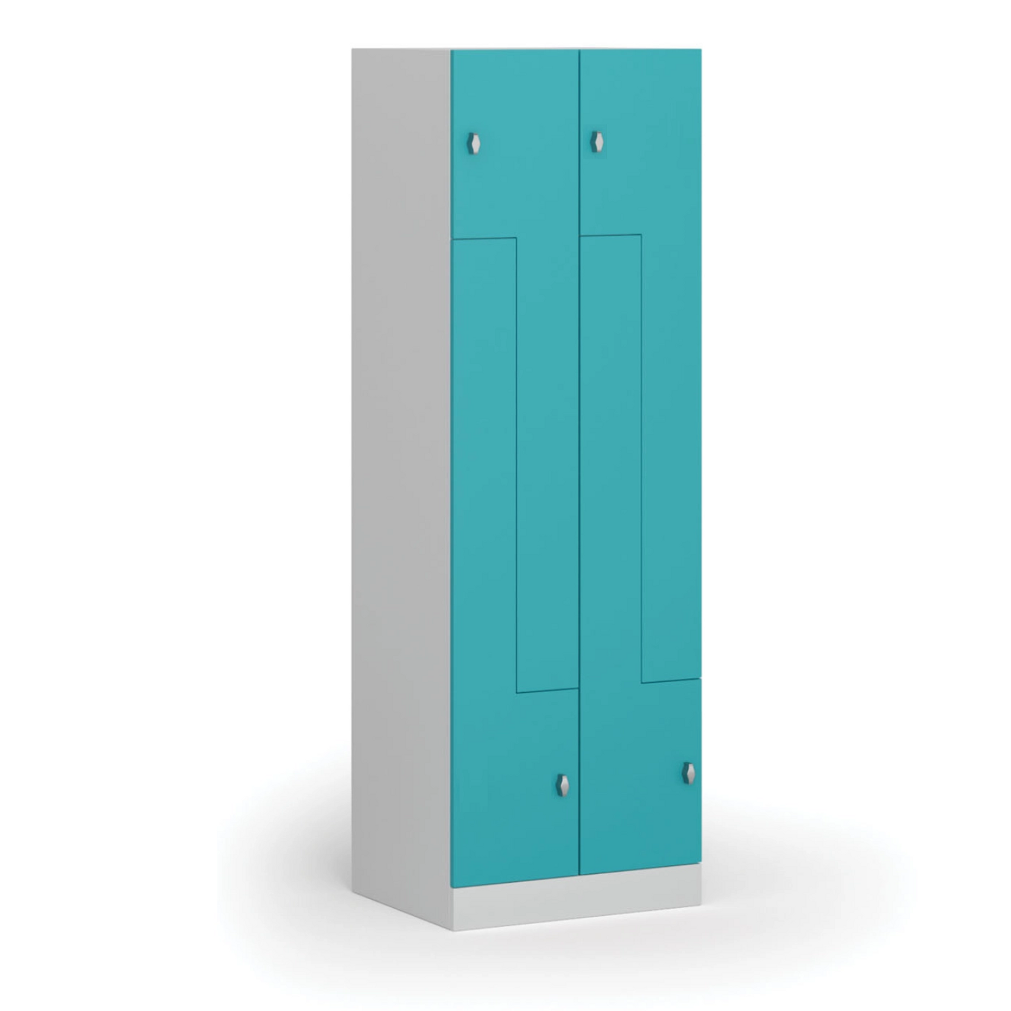 Szafka ubraniowa S1 Z, 4-drzwiowa, 1850 x 600 x 500 mm, zamek obrotowy, drzwi zielone