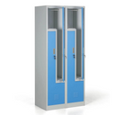Szafka ubraniowa S1 Z, 4-drzwiowa, 1920 x 400 x 500 mm, demontaż, zamek cylindryczny, drzwi niebieskie