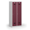 Szafka ubraniowa S1 z przegrodą, 1850 x 800 x 500 mm, zamek cylindryczny, drzwi czerwone