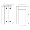 Szafka ubraniowa S1 z przegrodą, 1850 x 800 x 500 mm, zamek cylindryczny, drzwi zielone
